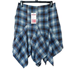 New Collection Skort Med Plaid Handkerchief Hem Side Zip Grunge Academia NWT